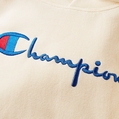 Shop Champion Reverse Weave Women's Script Logo Hoody In Neutrals