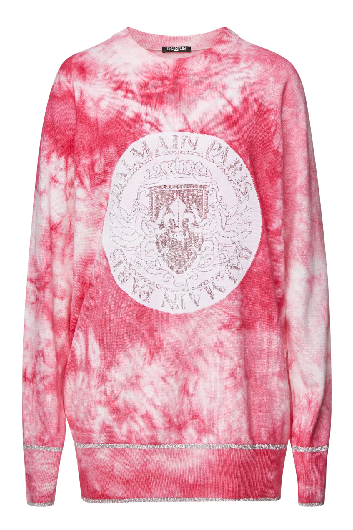 Balmain Tie Dye Pullover With Wool And Cashmere In Pink | ModeSens