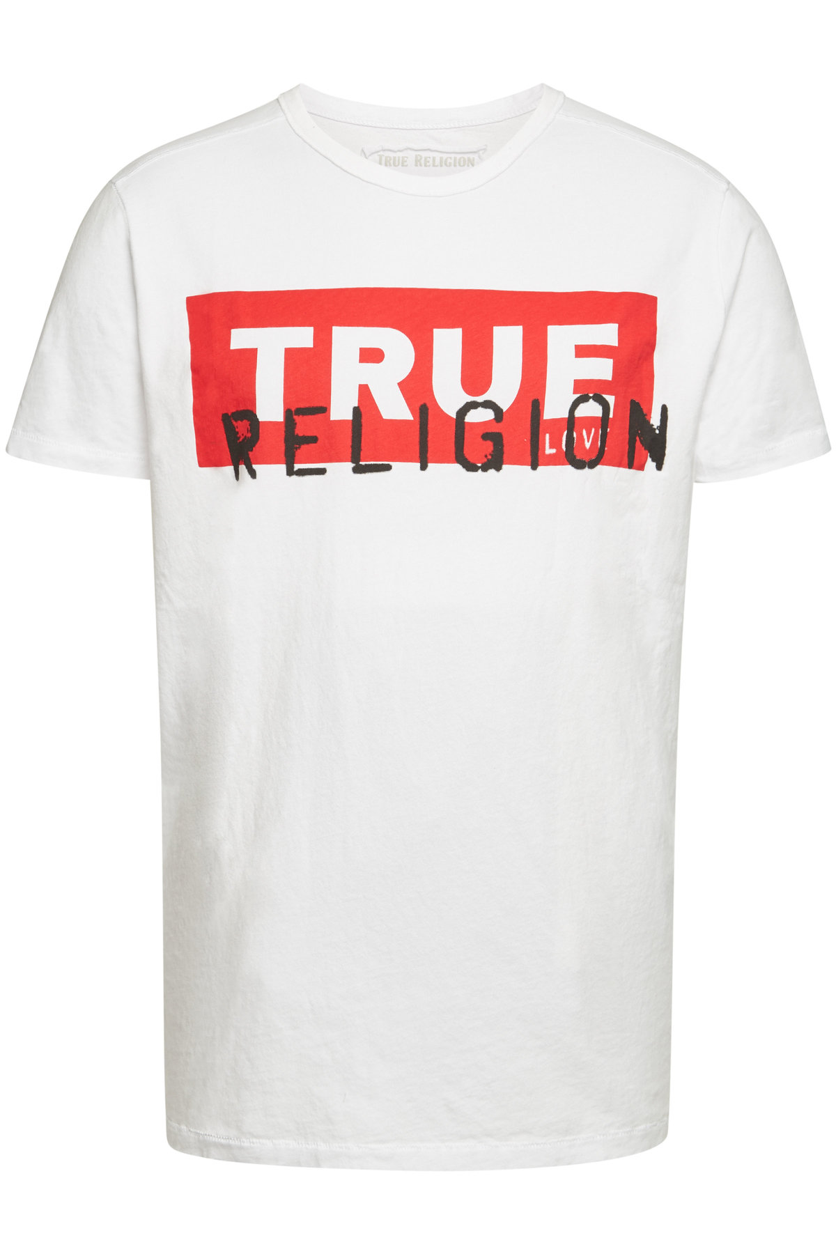 white and red true religion t shirt