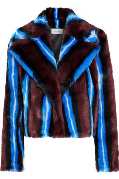 Shop Diane Von Furstenberg Woman Striped Faux Fur Coat Multicolor