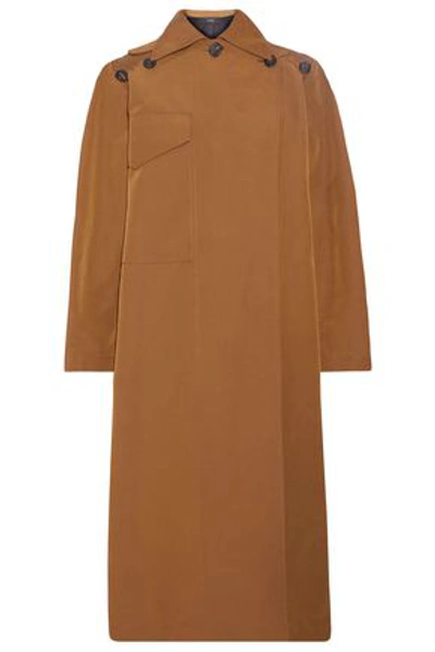 Shop Joseph Button-detailed Cotton-blend Gabardine Trench Coat In Light Brown