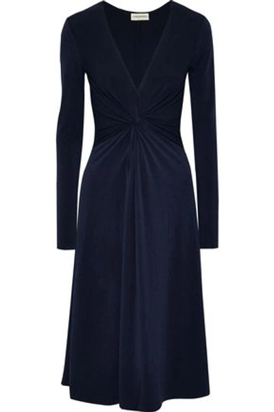Shop By Malene Birger Woman Xenias Twist-front Stretch-crepe Dress Navy