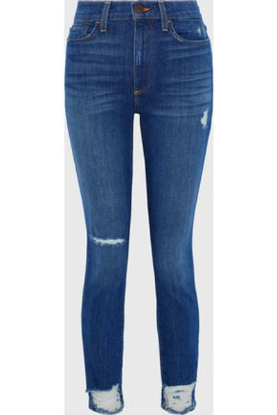 Shop Alice And Olivia Alice + Olivia Woman Good Distressed High-rise Skinny Jeans Mid Denim