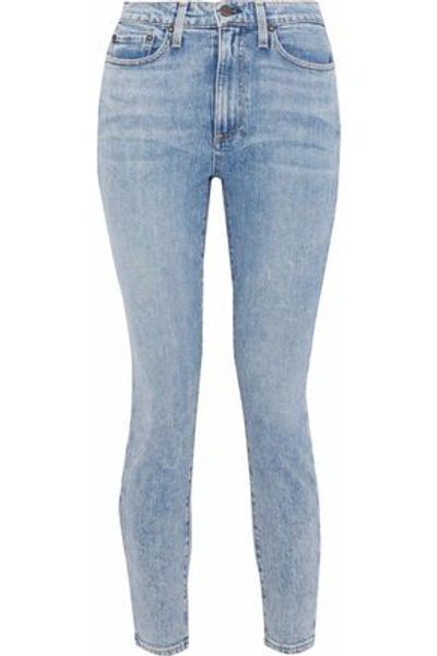 Shop Alice And Olivia Alice + Olivia Woman Good Cropped High-rise Skinny Jeans Light Denim