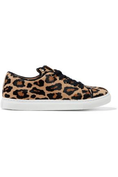 Shop Charlotte Olympia Woman Leather-trimmed Leopard-print Calf Hair Sneakers Animal Print