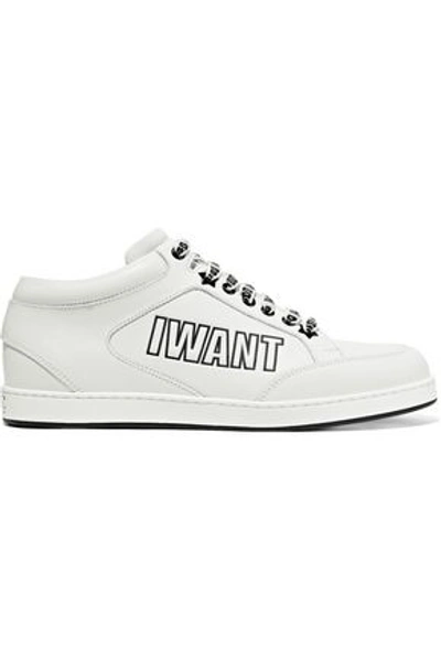 Shop Jimmy Choo Woman Miami Printed Leather Sneakers White