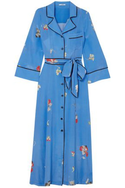 GANNI GANNI WOMAN JOYCEDALE FLORAL-PRINT SILK CREPE DE CHINE MAXI DRESS AZURE 3074457345620172656