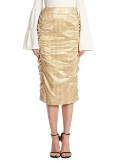 Shop Mother Of Pearl Idella Gingham Plaid Midi Skirt In Gold