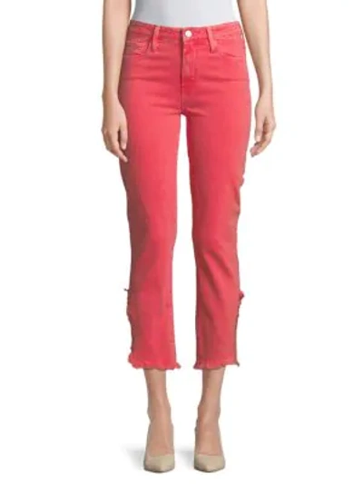Shop Paige Jeans Hoxton Vented Straight-leg Cropped Jeans In Wild Flower