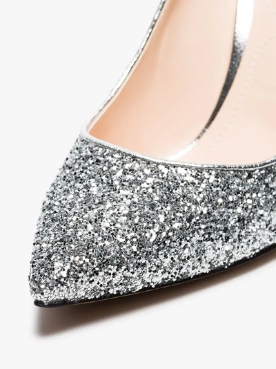 Shop Nicholas Kirkwood Silver Mira 90 Glitter Pearl Heel Pumps