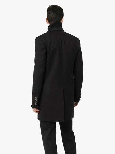 Shop Saint Laurent Double Breasted Paisley Jacquard Virgin Wool Coat In 1000 Black