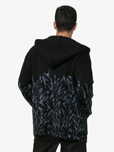 Shop Saint Laurent Baja Boomerang Jacquard Diamante Embellished Wool Mohair Blend Hoodie In 1470 Multicoloured