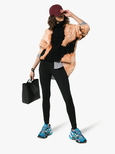 Balenciaga Blue And Pink Track Caged Multi-texture Sneakers In 4162 Blue