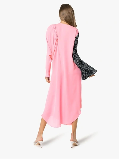 Shop Jw Anderson Polka Dot Print Balloon Sleeve Silk Dress In Pink