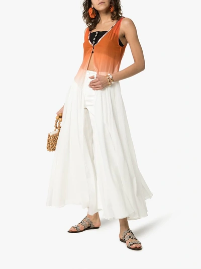 Shop Missoni Mare Sleeveless Zig Zag Trim Cotton Dress In S2033 Orange/white