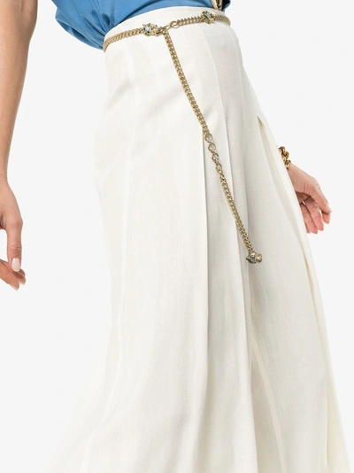 Shop Jacquemus High-waisted Wide Leg Pleated Trousers In White