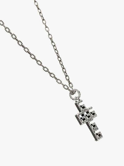 Shop Gucci Silver Plated Square G Cross Necklace In Metallic