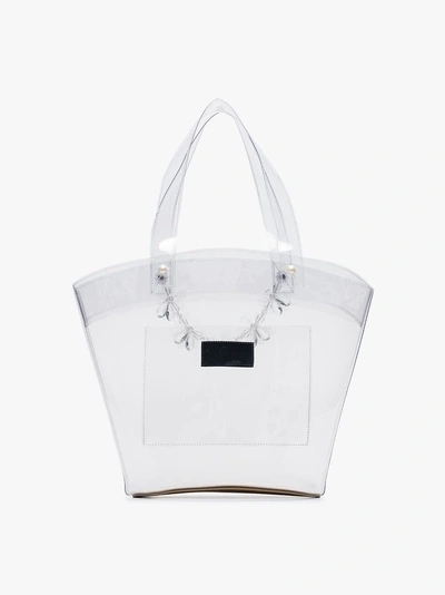 Shop Simone Rocha Transparent Beaded Pvc Tote Bag In Neutrals