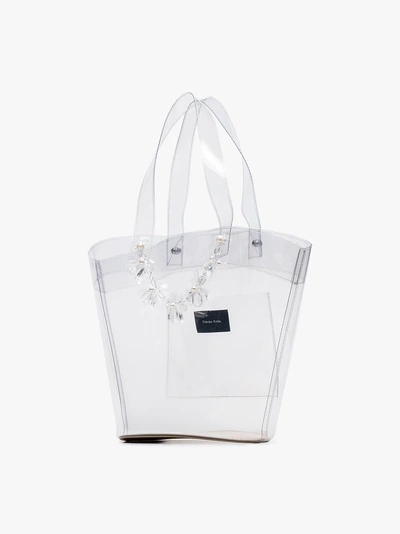 Shop Simone Rocha Transparent Beaded Pvc Tote Bag In Neutrals