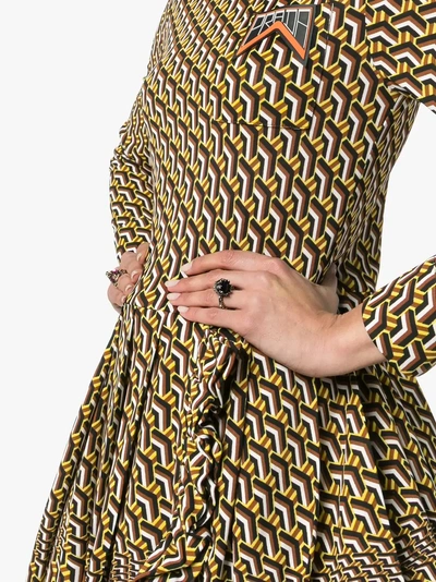 Shop Prada Graphic Print Turtleneck Mini Dress In Multicolour
