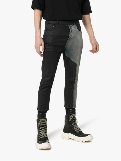 Shop Rick Owens Drkshdw Patch Cropped Jeans In 99100 Black