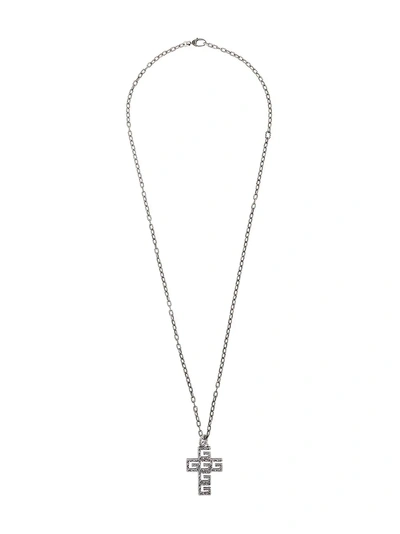 Shop Gucci Silver Plated Square G Cross Necklace - Metallic