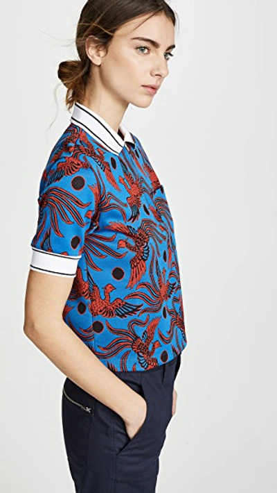 Shop Kenzo Zipped Short Sleeve Polo Shirt In Cobalt