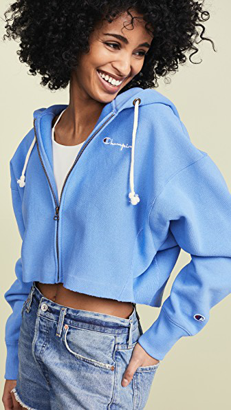 champion cropped zip up hoodie