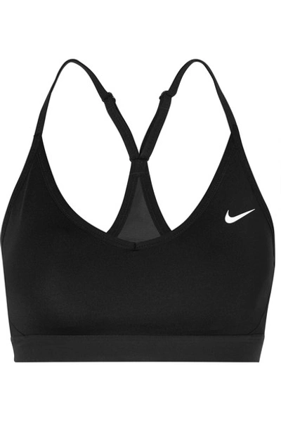 Shop Nike Indy Mesh-trimmed Dri-fit Stretch Sports Bra In Black