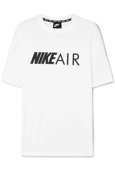 Shop Nike Air Printed Cotton-jersey T-shirt In White