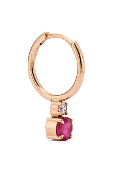 Shop Jemma Wynne 18-karat Rose Gold, Ruby And Diamond Hoop Earring