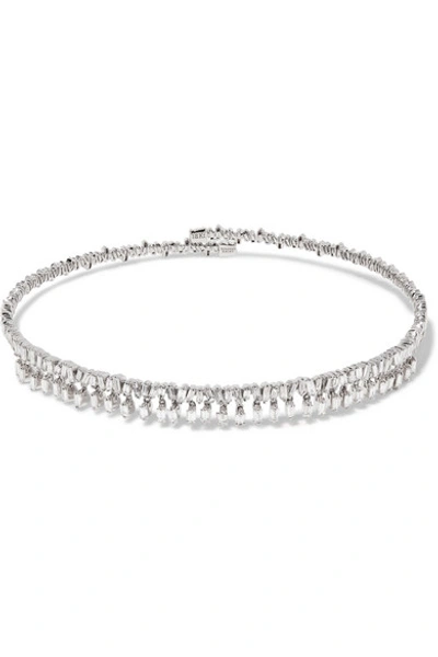 Shop Suzanne Kalan 18-karat White Gold Diamond Choker