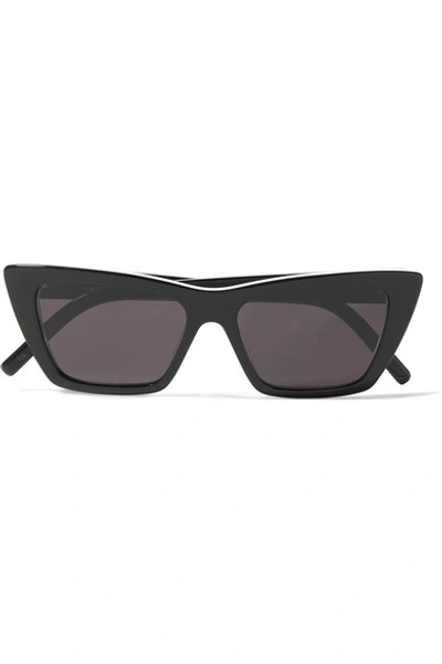 Shop Saint Laurent Cat-eye Two-tone Acetate Sunglasses In Black