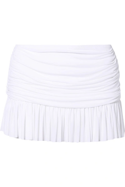 Shop Norma Kamali Richie Layered Ruched Bikini Briefs In White