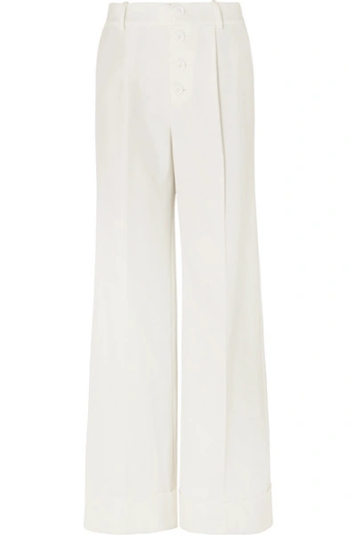 Shop Alice And Olivia Tomasa Crepe Wide-leg Pants In White