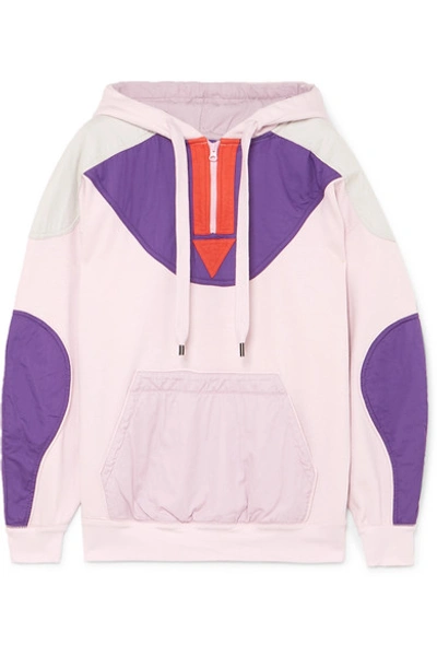 Shop Isabel Marant Étoile Nansel Paneled Cotton-blend Jersey And Twill Hoodie In Pink