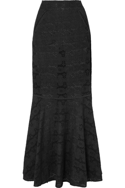 Shop Anna Mason Birdie Broderie Anglaise Cotton Maxi Skirt In Black