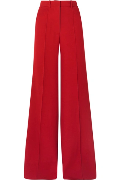 Shop Victoria Beckham Wool Wide-leg Pants In Red