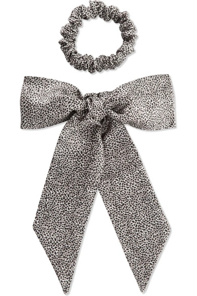 Shop Slip Leopard-print Silk Ribbon And Hair Tie Set - Leopard Print