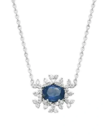 Shop Hueb 18k White Gold, Sapphire & Diamond Pendant Necklace