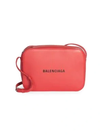 Shop Balenciaga Small Everyday Leather Camera Bag In Red