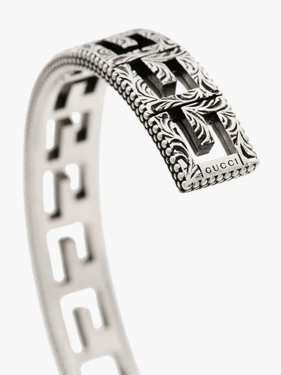 Shop Gucci Silver Tone Metallic G Logo Cube Brass Bracelet