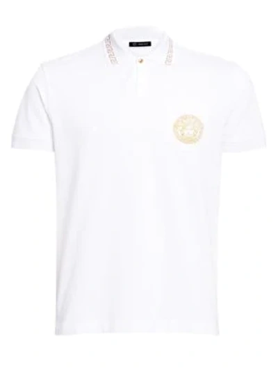 Shop Versace Baroque Logo Polo In White