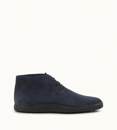 Shop Tod's Desert Boots In Suede In Blue