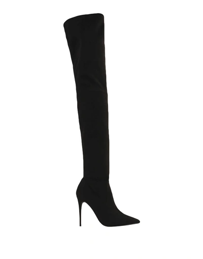 Shop Steve Madden Dominique Woman Knee Boots Black Size 8.5 Textile Fibers