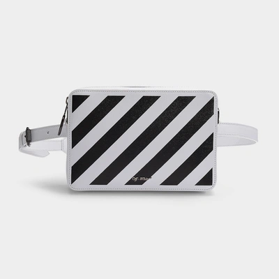 Shop Off-white Off White | Diag Fanny Pack In White And Black Calfskin