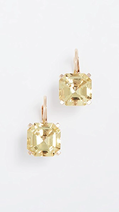 Shop Jane Taylor 14k Octagonal Drop Earrings In Lemon Quartz