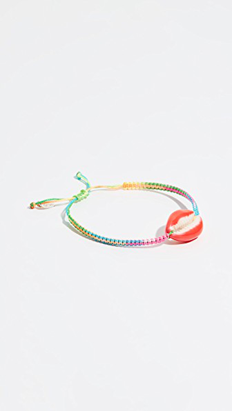 Maison Irem Pino Colored Shell Macrame Bracelet In Rainbow/red | ModeSens
