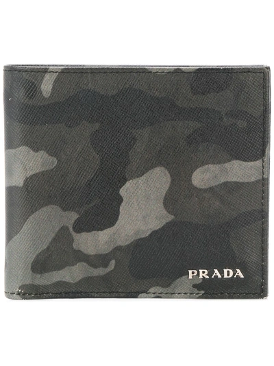 Shop Prada Camouflage Print Bifold Wallet - Green