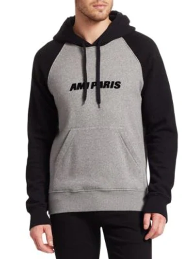 Shop Ami Alexandre Mattiussi Logo Baseball Hooded Sweatshirt In Black